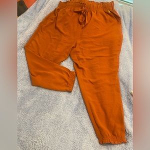 Cinched business casual fall Burnt orange pants